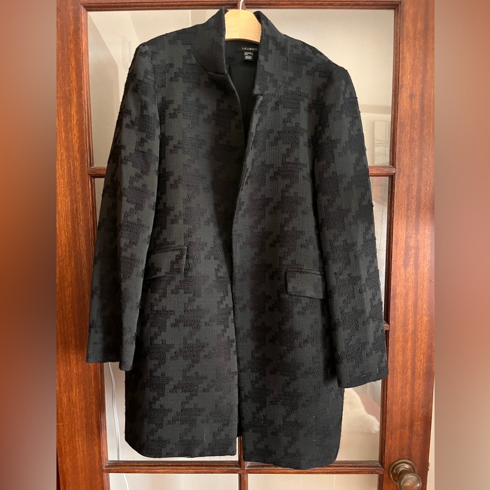 SOLD Black Wool Blend Houndstooth Coat Size 6